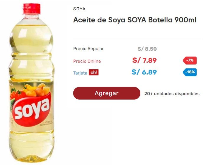 Aceite de Soya SOYA de abarrotes Plazavia